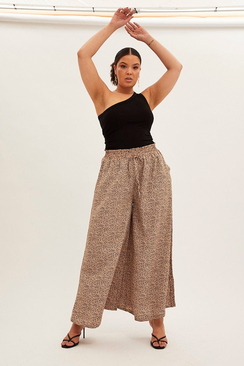 Animal Prt Wide Leg Pants High Rise for YouandAll Fashion