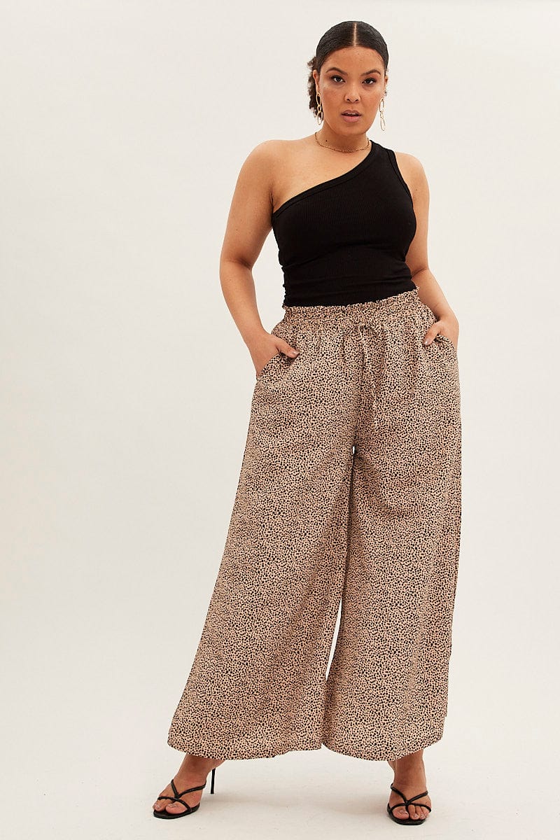 Animal Prt Wide Leg Pants High Rise for YouandAll Fashion