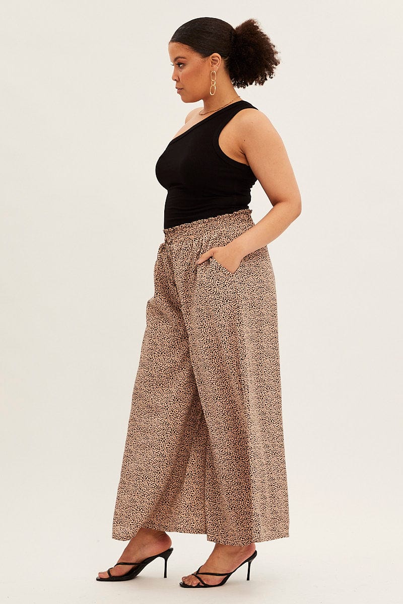 Animal Prt Wide Leg Pants High Rise for YouandAll Fashion