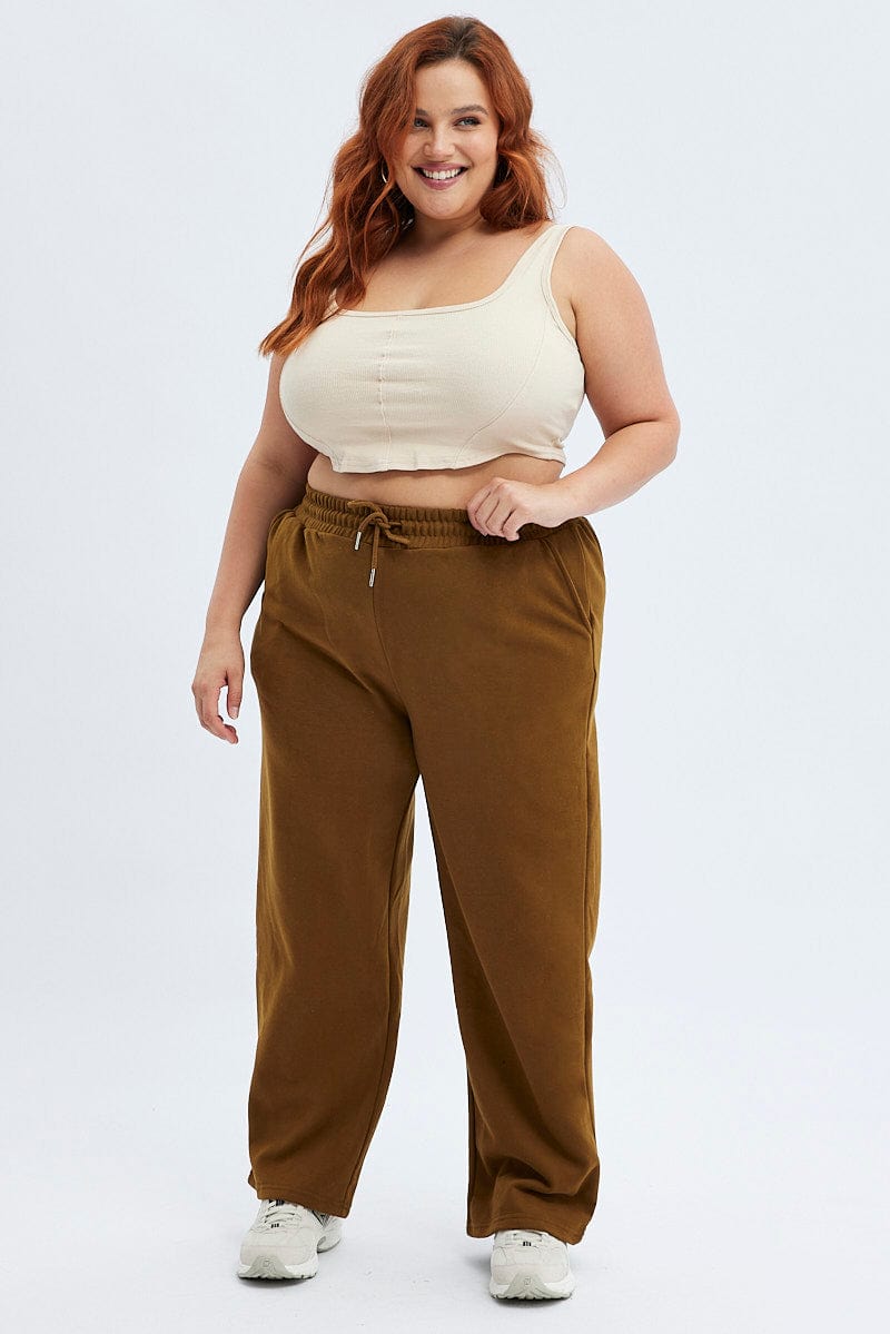 Brown Wide Leg Jogger Pants for YouandAll Fashion