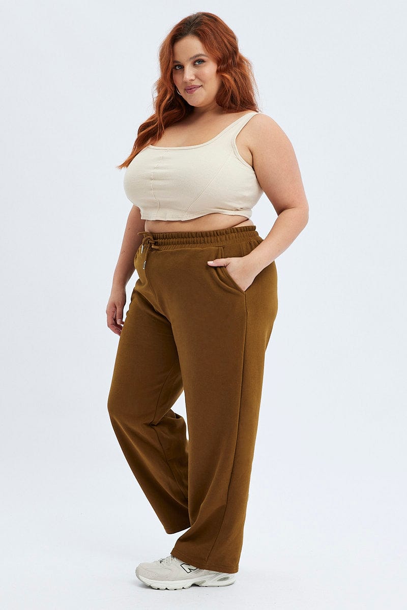 Brown Wide Leg Jogger Pants for YouandAll Fashion