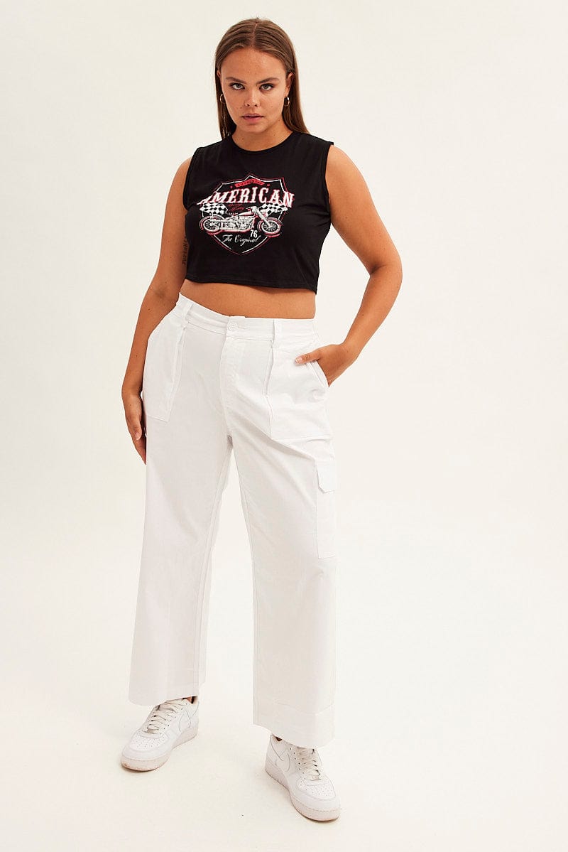 White Cargo Pants Mid Rise for YouandAll Fashion