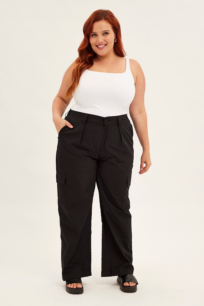 Black Cargo Pants Mid Rise for YouandAll Fashion