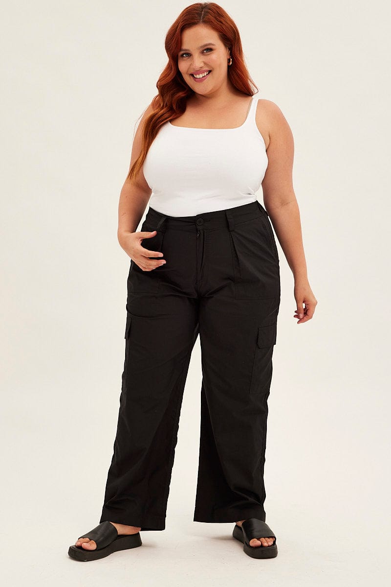 Black Cargo Pants Mid Rise for YouandAll Fashion