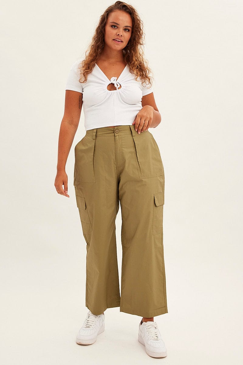 Green Cargo Pants Mid Rise for YouandAll Fashion