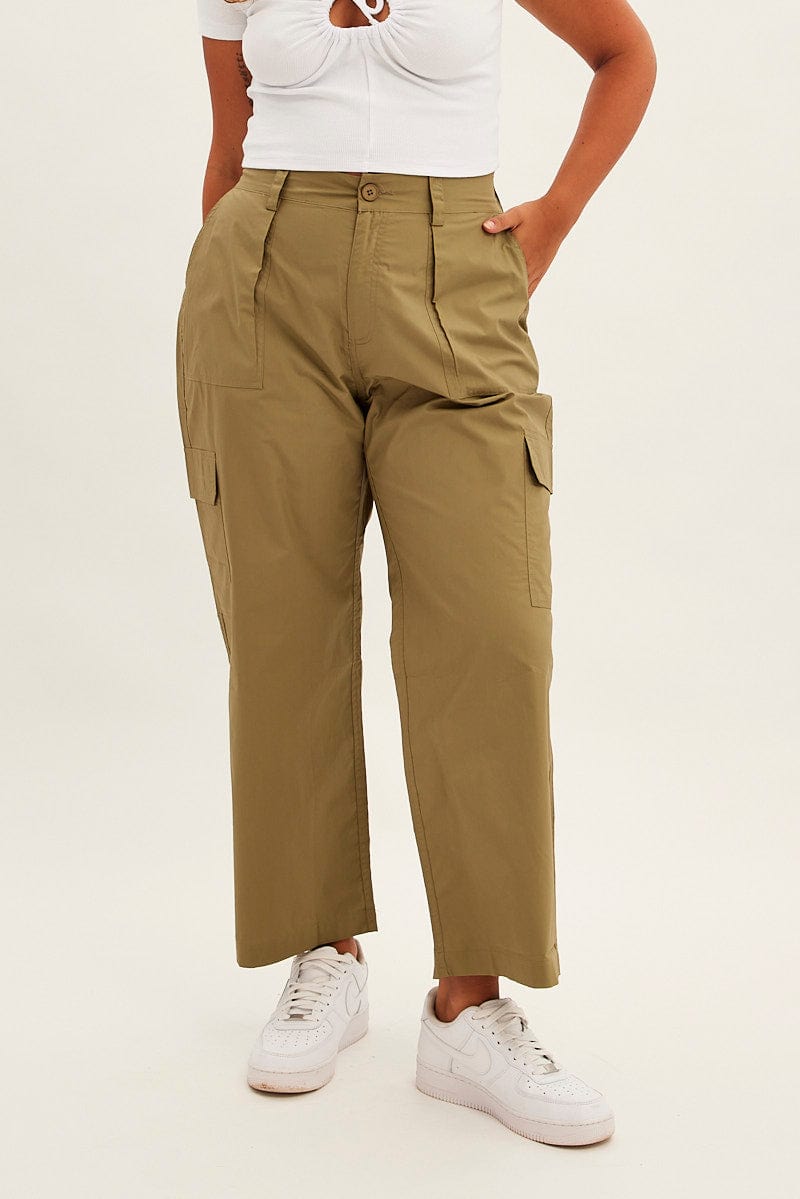 Green Cargo Pants Mid Rise for YouandAll Fashion