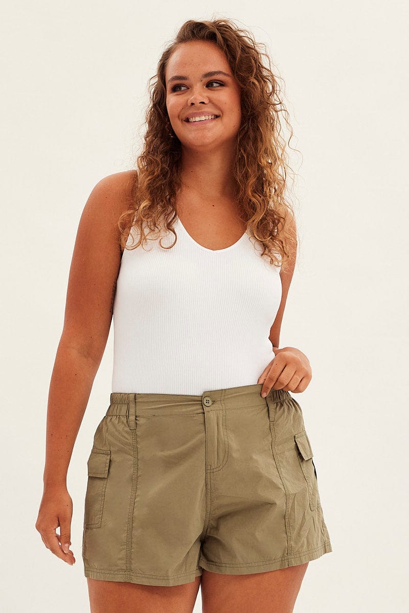 Green Cargo Shorts High Rise for YouandAll Fashion