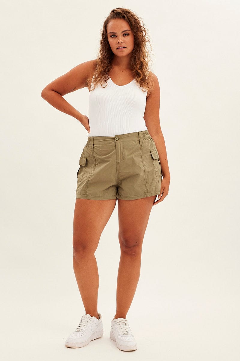 Green Cargo Shorts High Rise for YouandAll Fashion