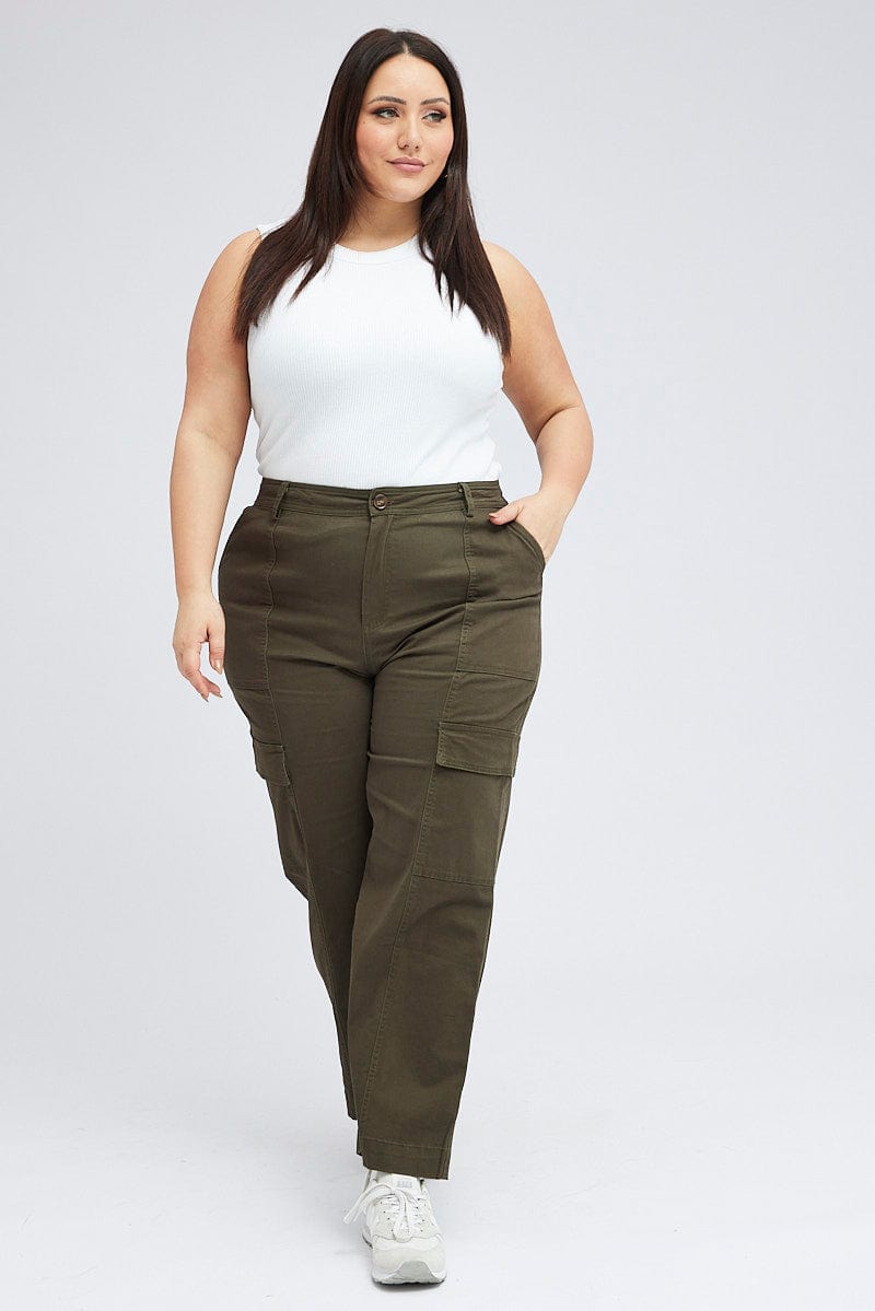Green Cargo Pants High Rise for YouandAll Fashion