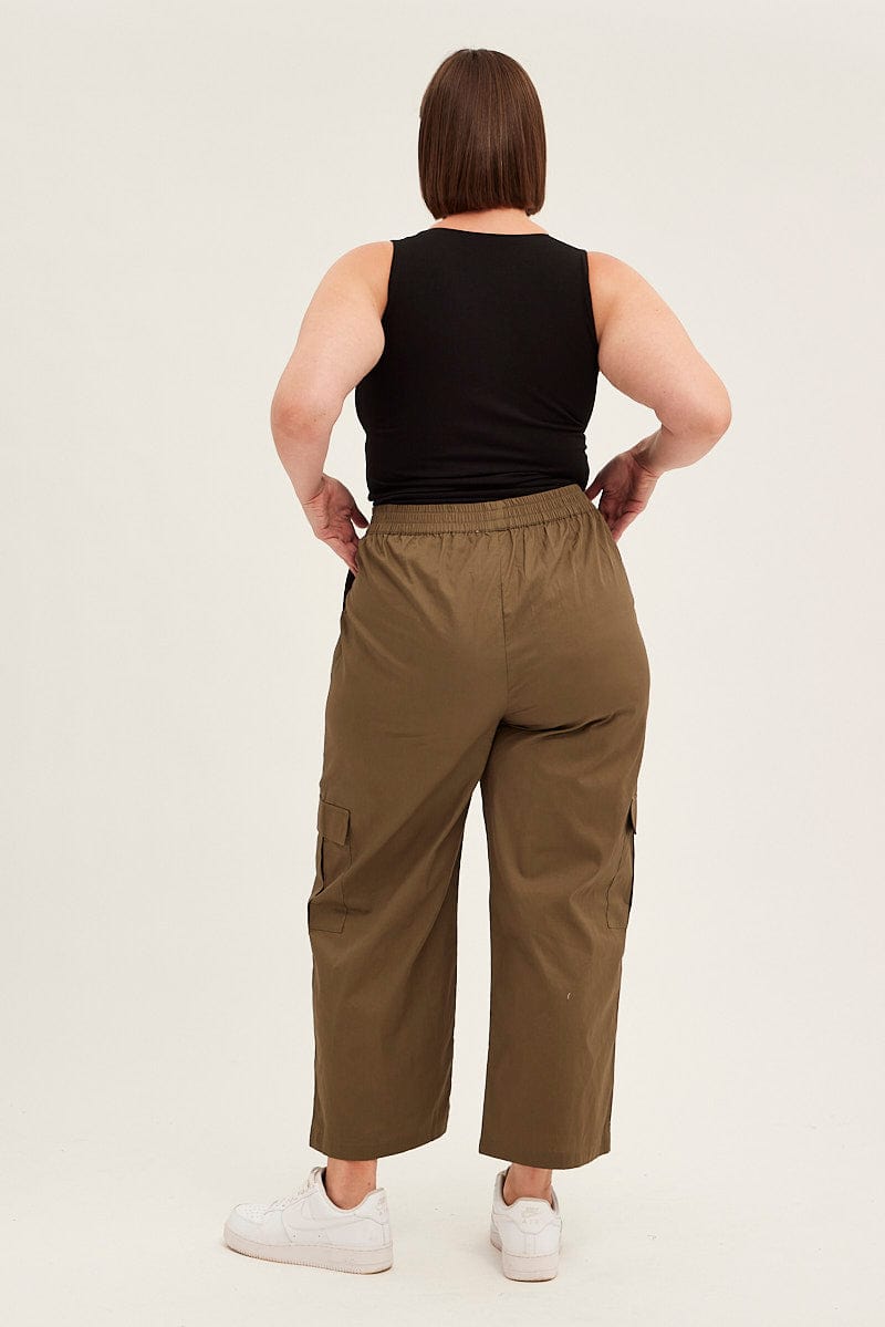 Green Cargo Wide Leg Pants High Rise for YouandAll Fashion