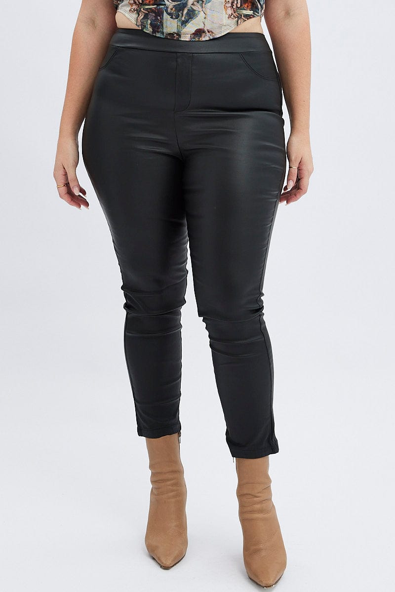 Black Leggings High Rise Wet Look for YouandAll Fashion
