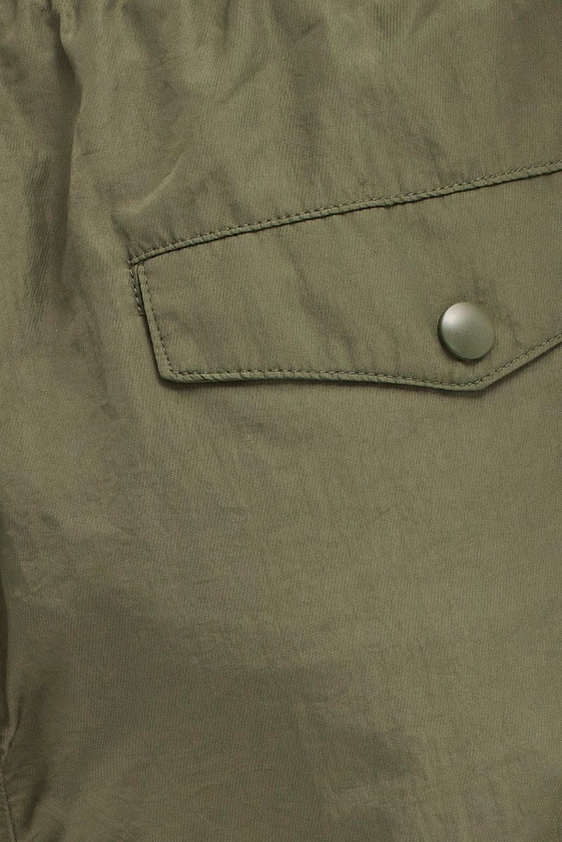 Green Parachute Cargo Pants Mid Rise for YouandAll Fashion