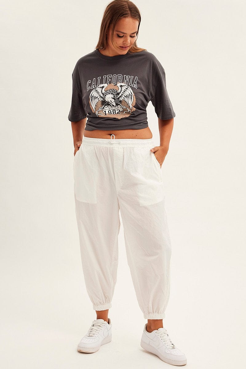 White Parachute Cargo Pants Mid Rise for YouandAll Fashion