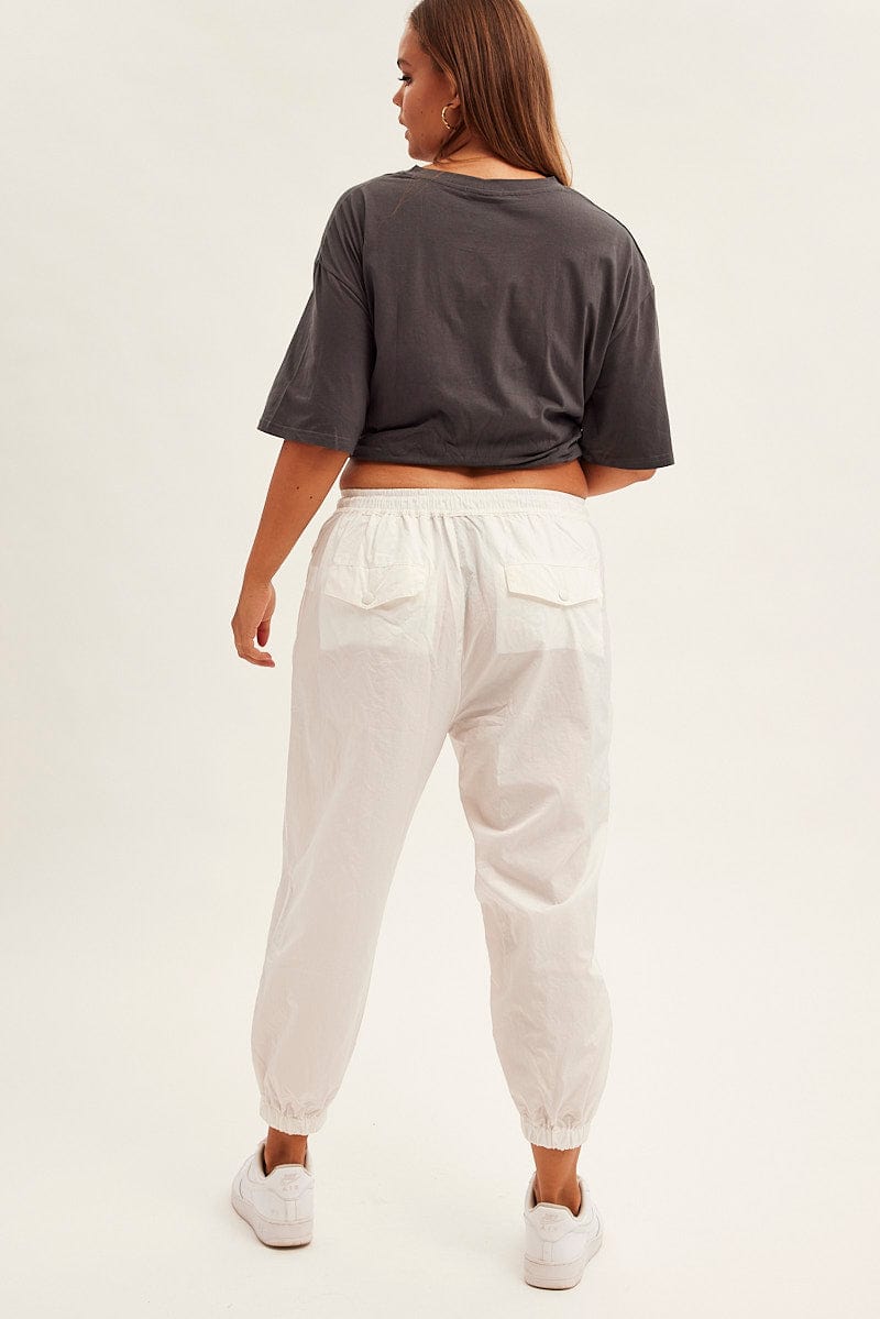 White Parachute Cargo Pants Mid Rise for YouandAll Fashion