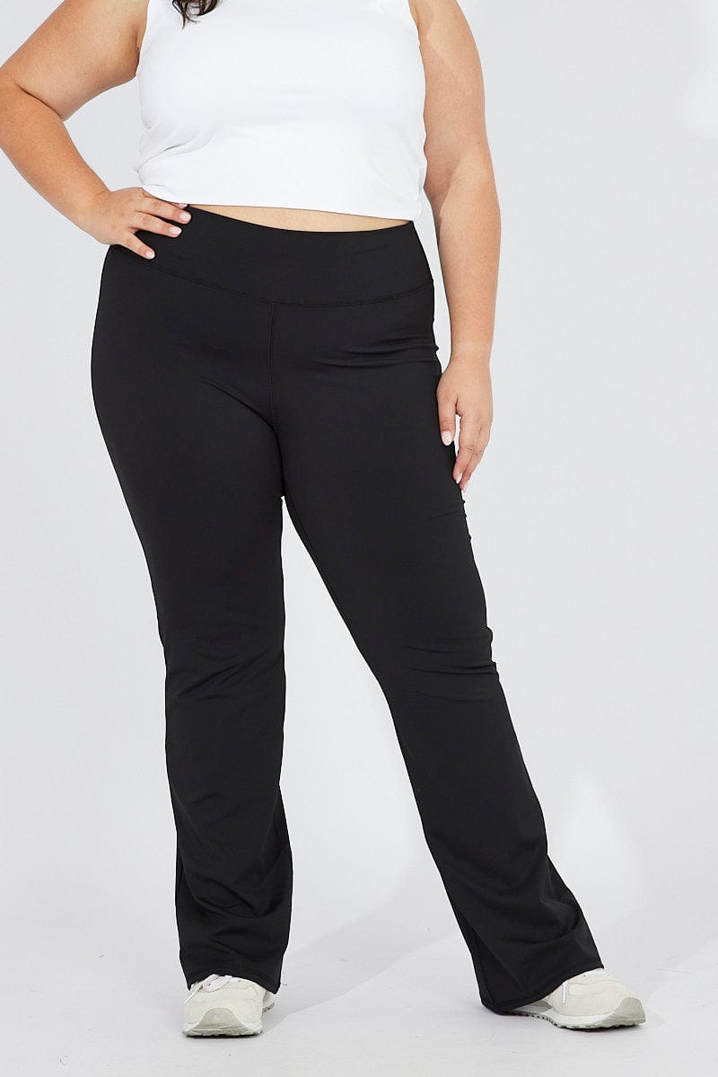 Black Flare Pant With Leg Split Brushed Stretch Jersey for YouandAll Fashion