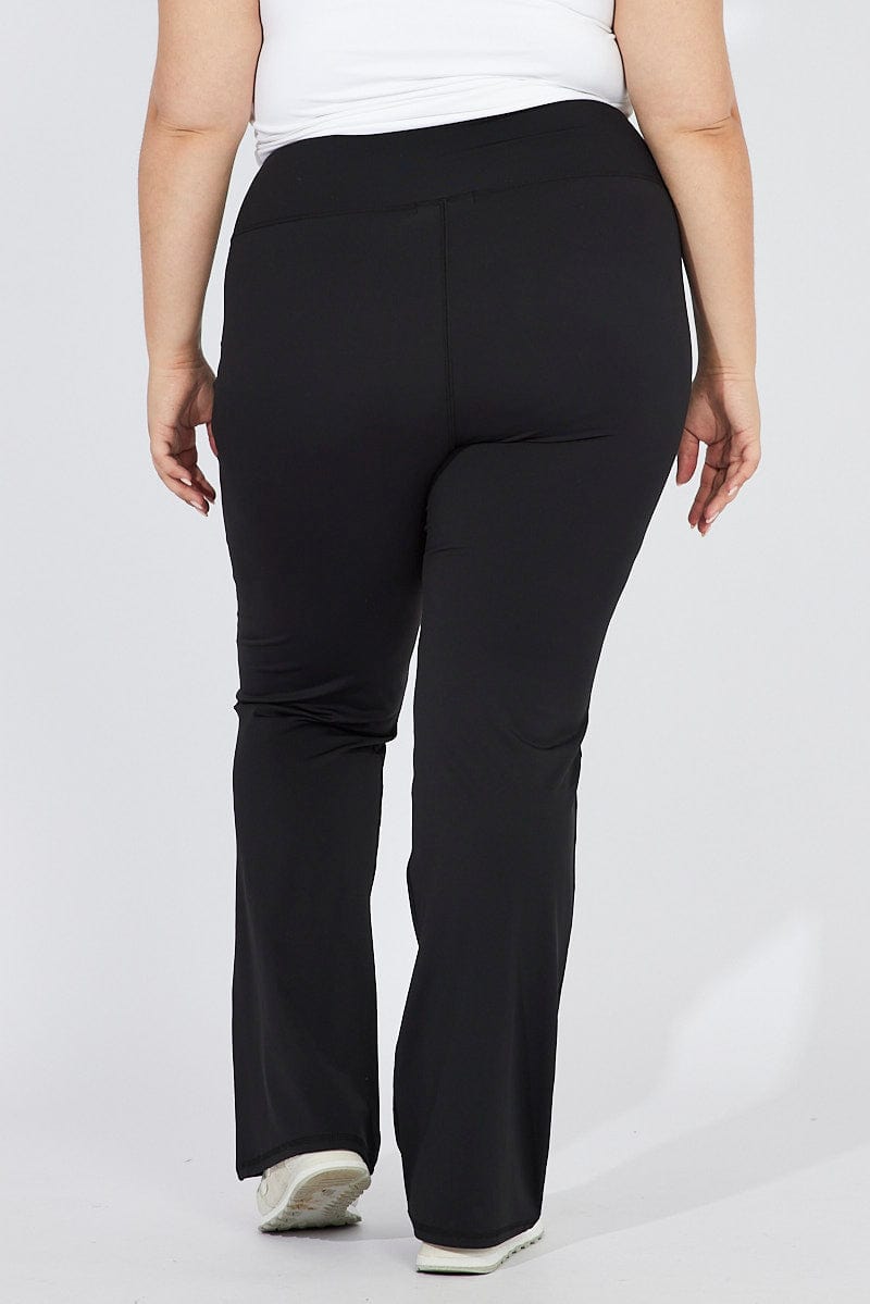 Black Flare Pant With Leg Split Brushed Stretch Jersey for YouandAll Fashion