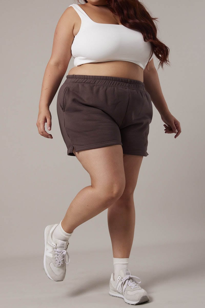 Brown Track Shorts High Waist for YouandAll Fashion