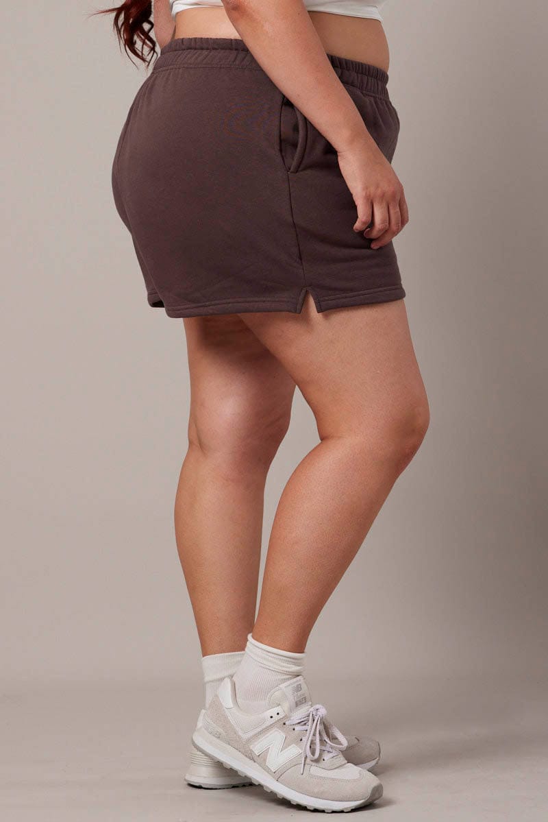 Brown Track Shorts High Waist for YouandAll Fashion