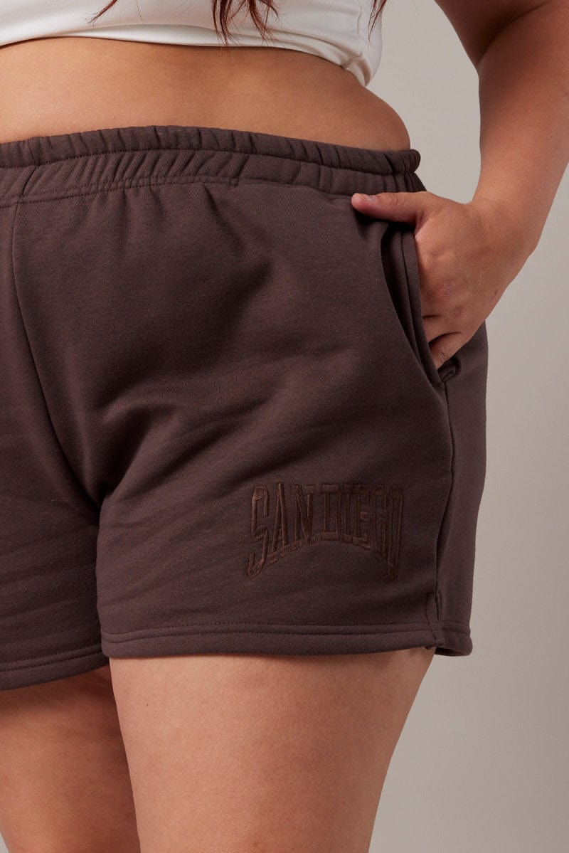 Brown Track Shorts High Waist for YouandAll Fashion