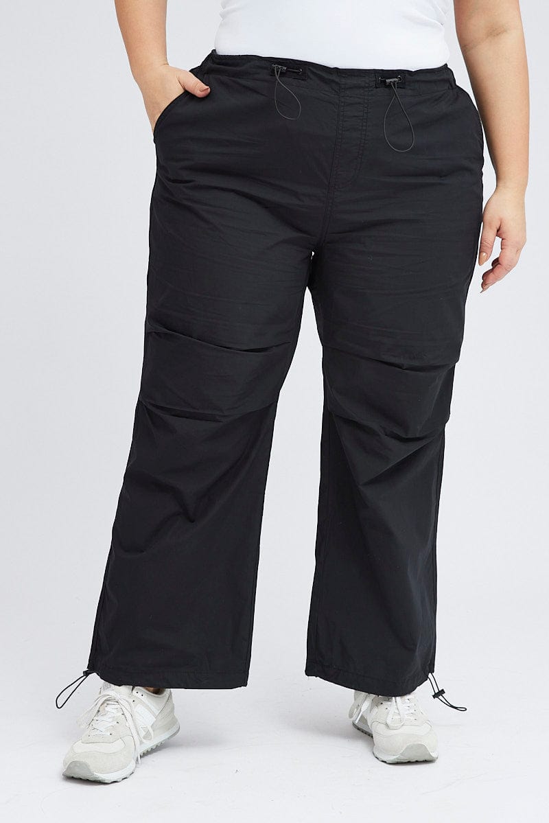 Black Parachute Pants Cargo for YouandAll Fashion
