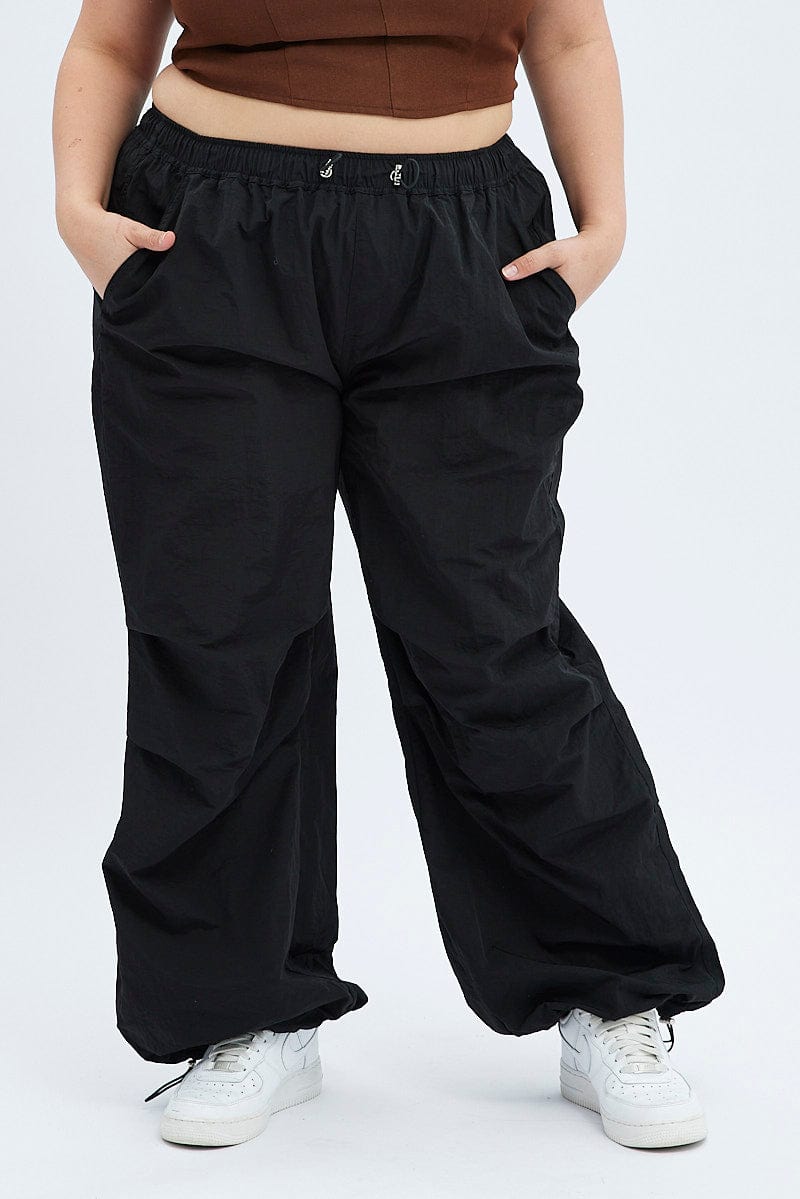 Black Parachute Cargo Pants for YouandAll Fashion