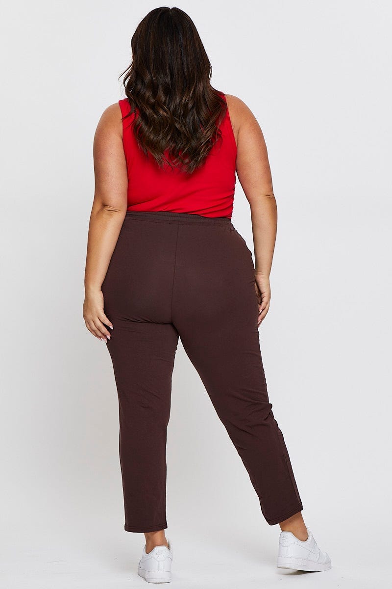 Brown Track Pants Mid Rise Drawstring For Women By You And All