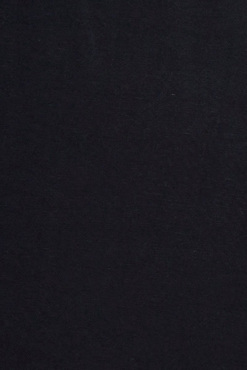 Black Belted Shorts Mid Rise Linen Blend Ruffle Hem For Women By You And All