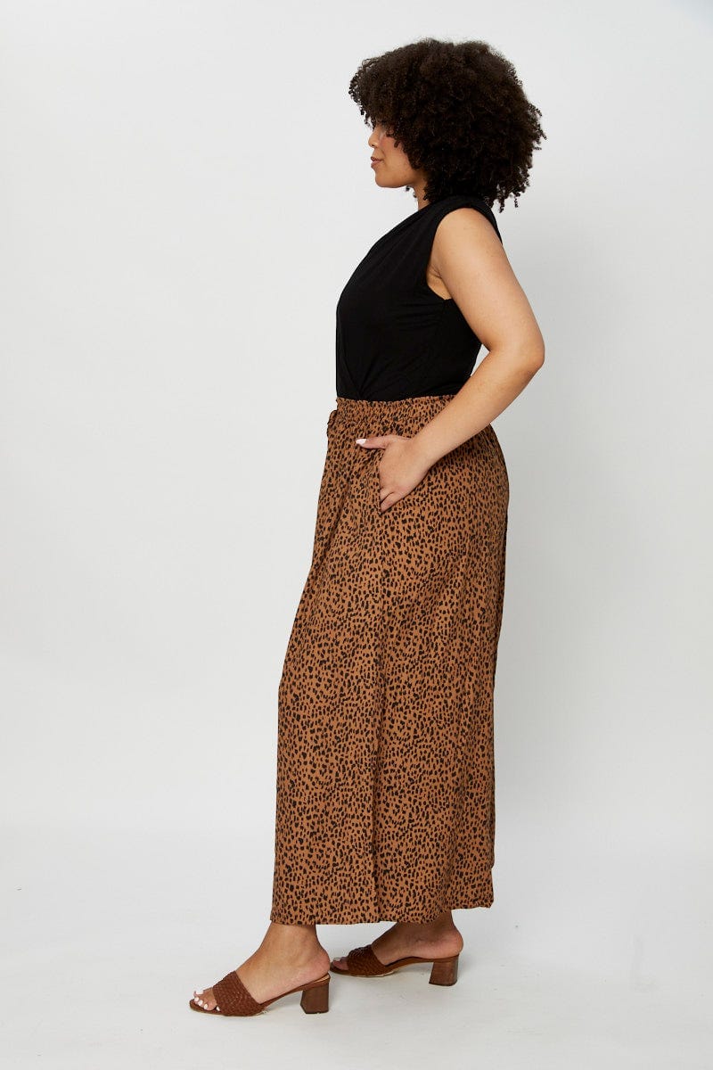 Geo Print Wide Leg Pants High Rise Geo Elastic Waist For Women By You And All