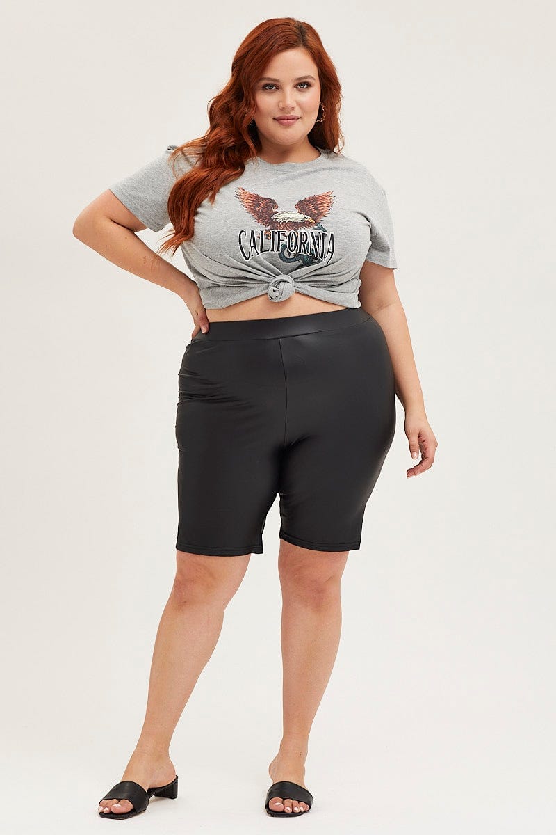 Plus Size Black High Waist Wet Look Bike Short You All Shop