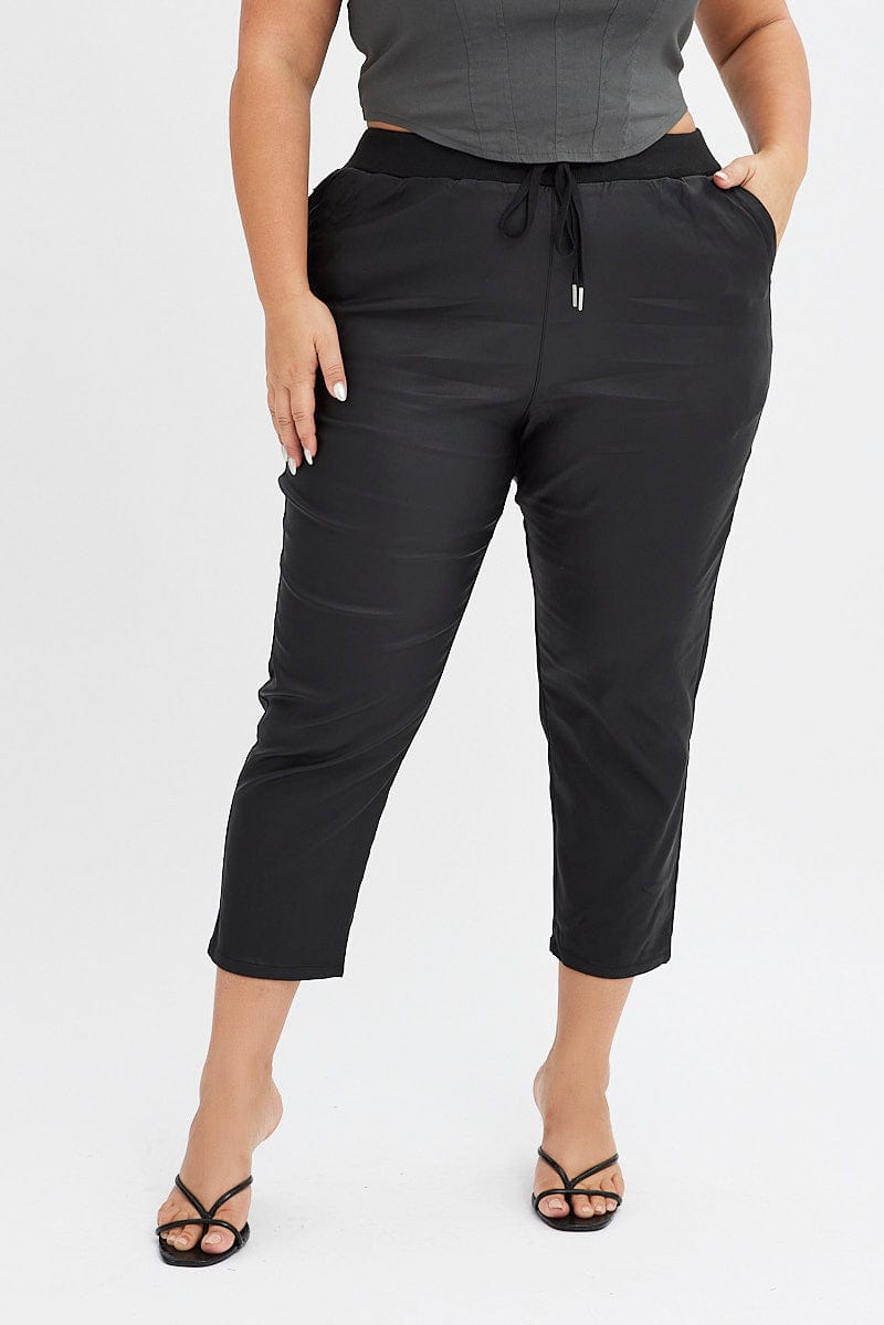 Wet look jogger pant sale