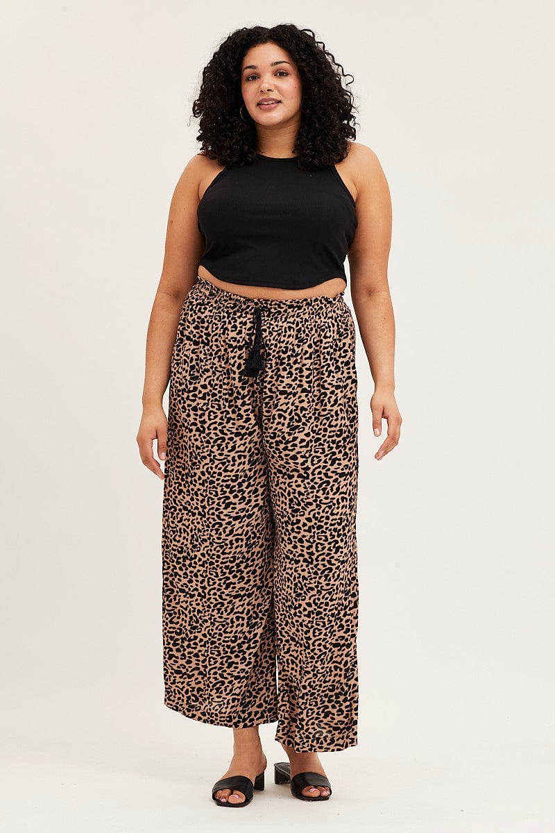 Animal Prt High Rise Animal Print Wide Leg Pants For Women By You And All