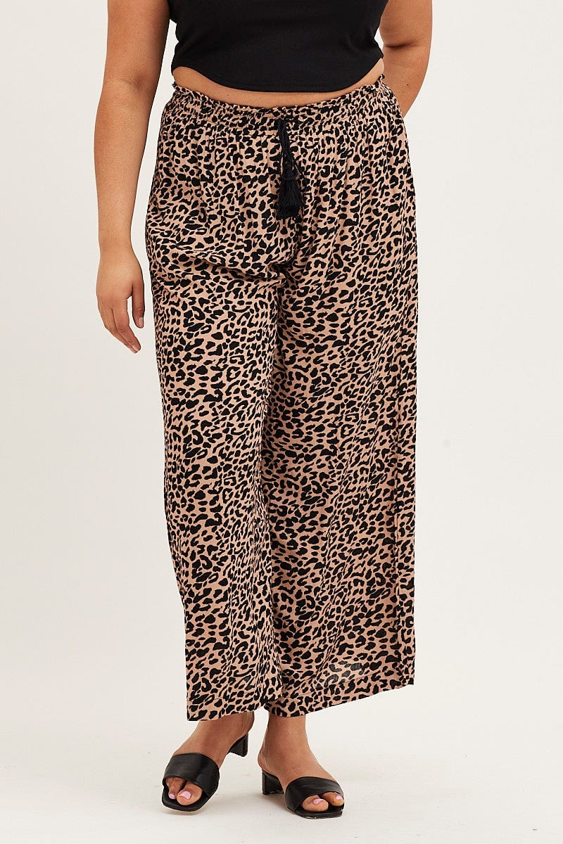 Animal Prt High Rise Animal Print Wide Leg Pants For Women By You And All