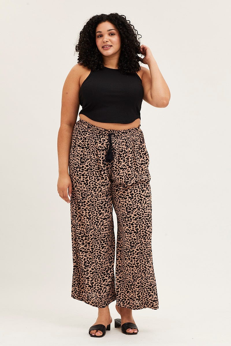 Animal Prt High Rise Animal Print Wide Leg Pants For Women By You And All