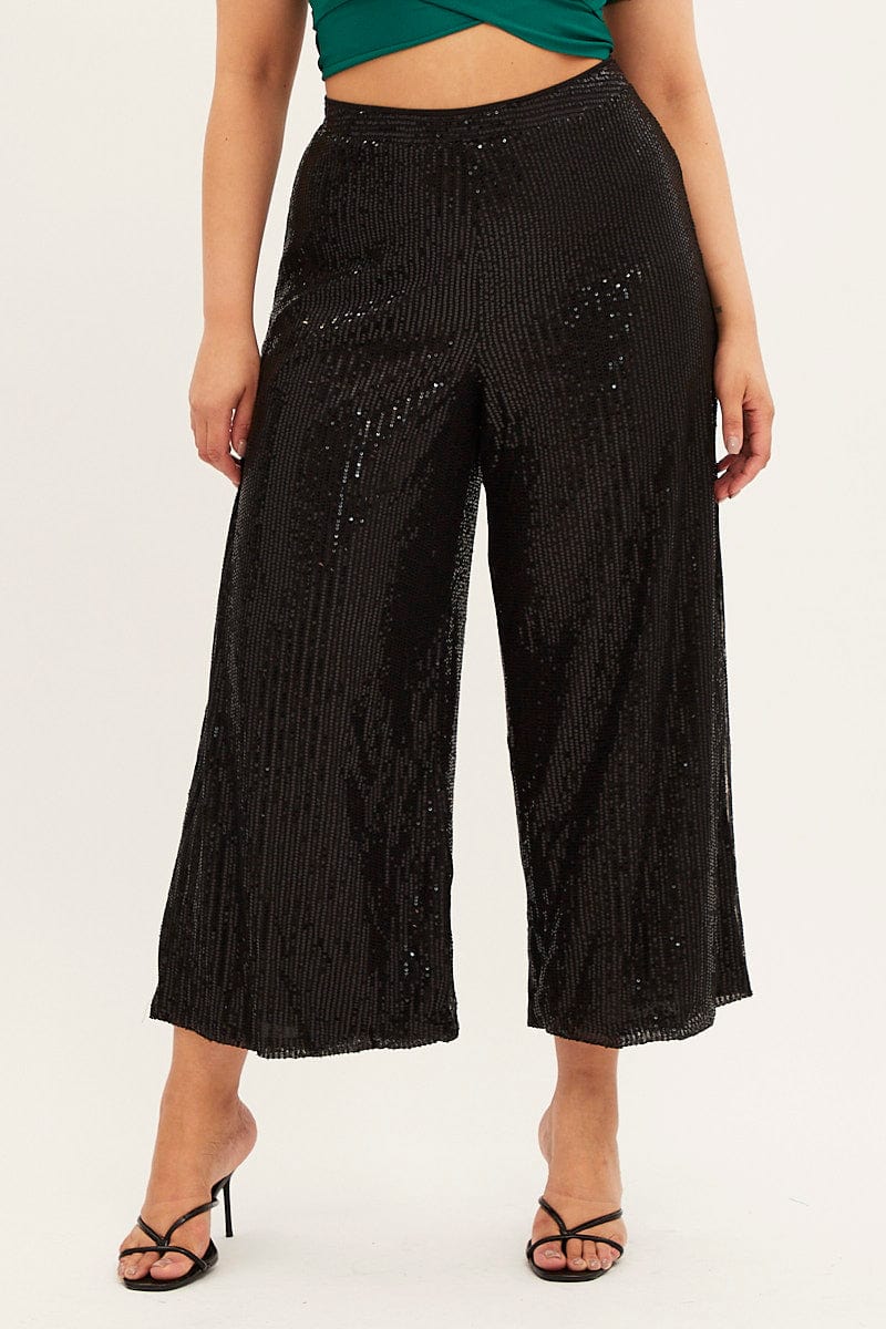 Dropping Hints Champagne Sequin Wide Leg Trousers – Club L London - UK