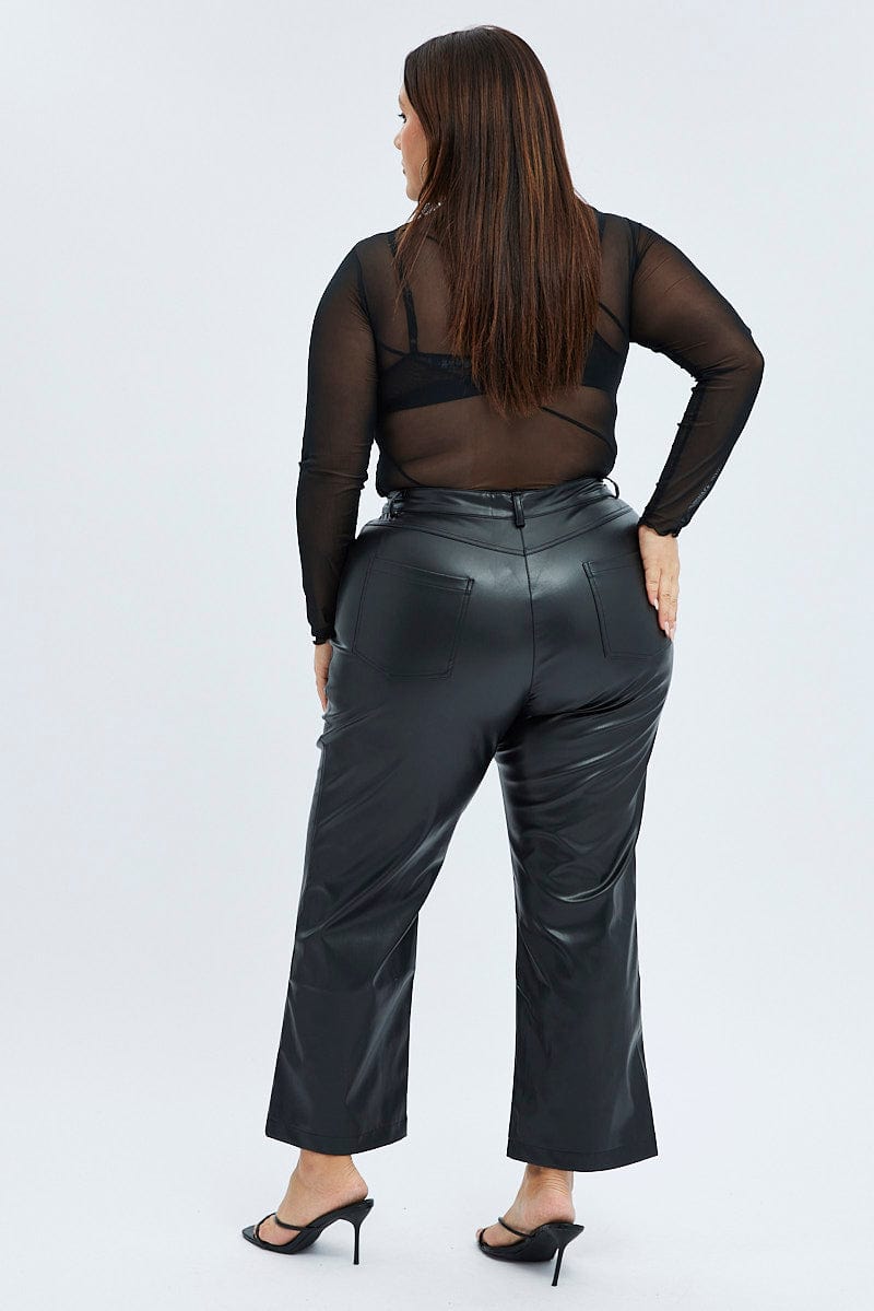 Black Jean Style Pant Faux Leather for YouandAll Fashion