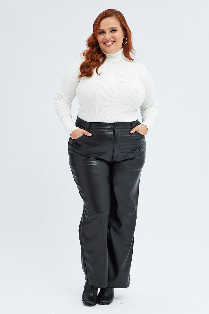 Woman Women's Plus Size Black Leather Pants Womens Pants Plus