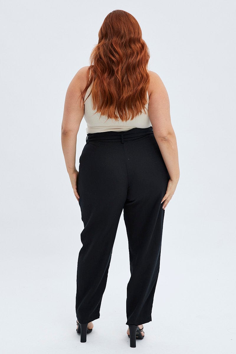 Black Pants Smart Slim Leg Double Buckle for YouandAll Fashion