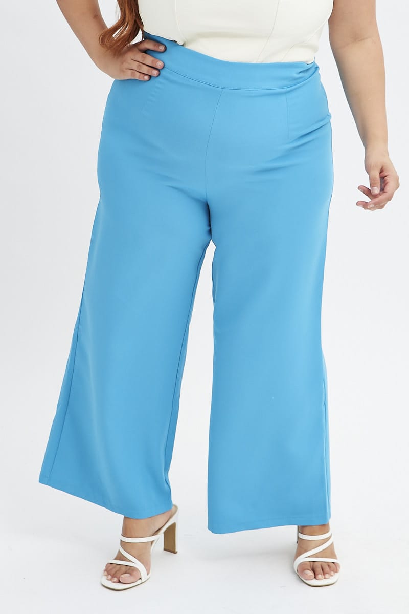 Blue Wideleg Pants High Waist for YouandAll Fashion