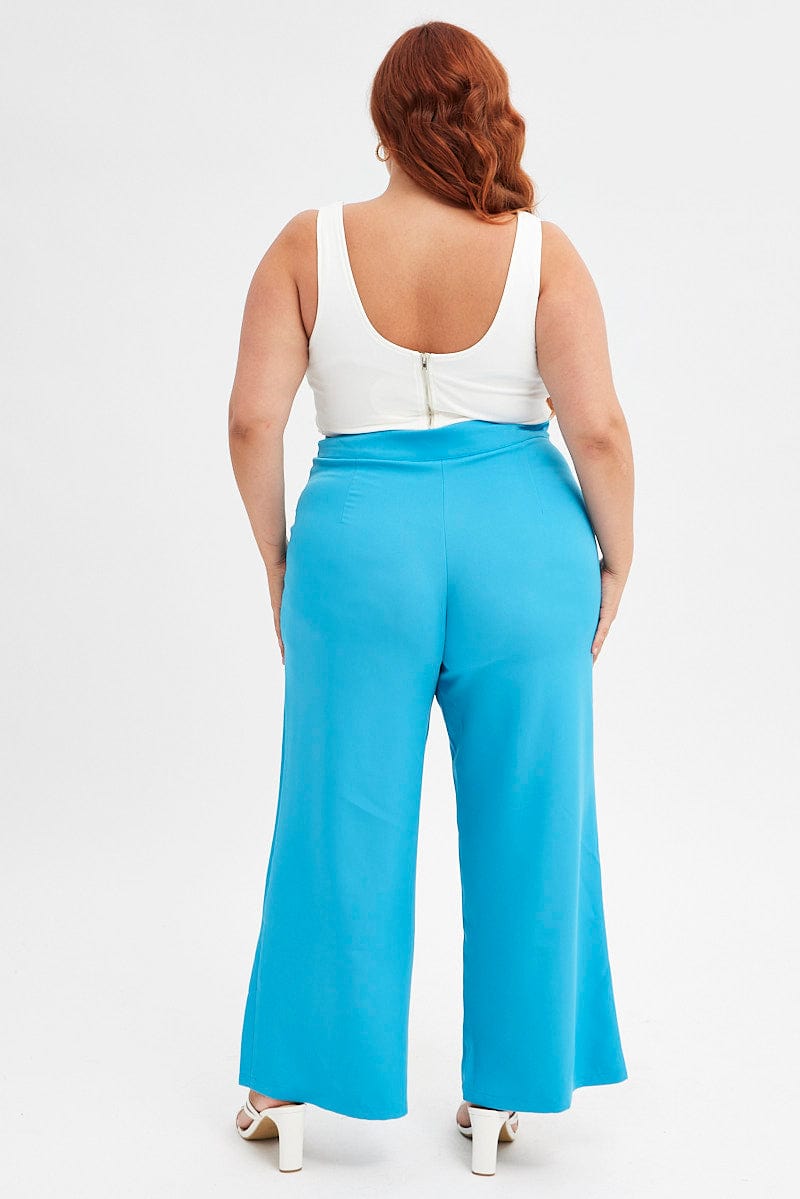 Blue Wideleg Pants High Waist for YouandAll Fashion