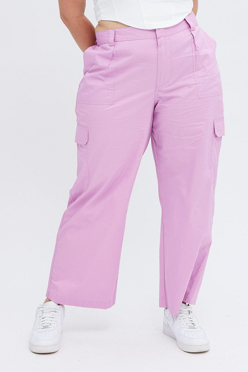 Pink Elastic Back Waist Cargo Pant for YouandAll Fashion