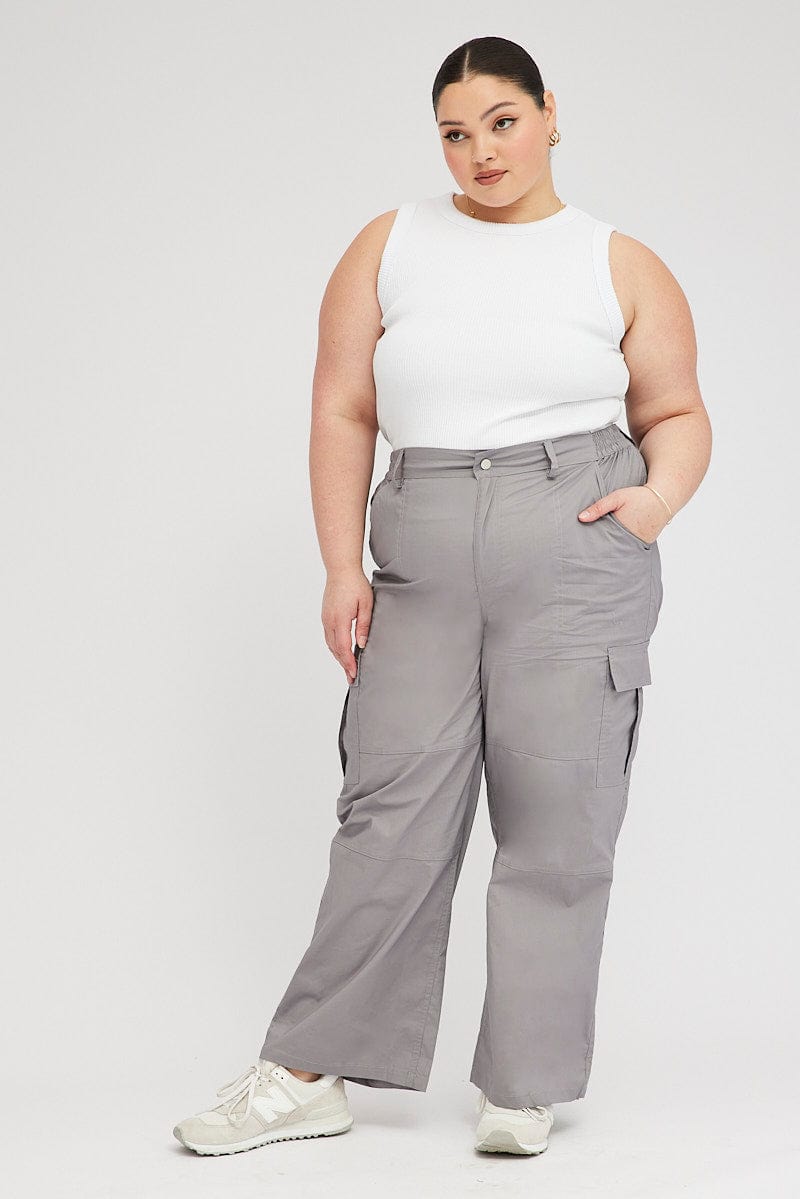 Grey Cargo Pants High Rise for YouandAll Fashion