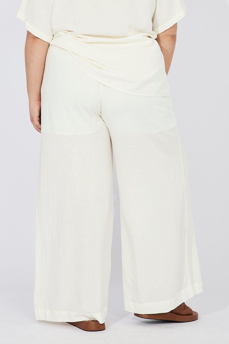 White Wide Leg Pants High Rise for YouandAll Fashion