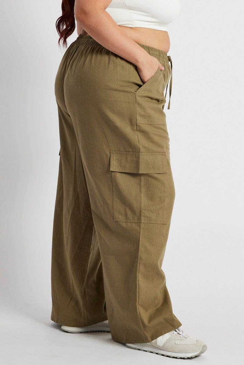 Green Relaxed Cargo Pant Elasticated Waist for YouandAll Fashion