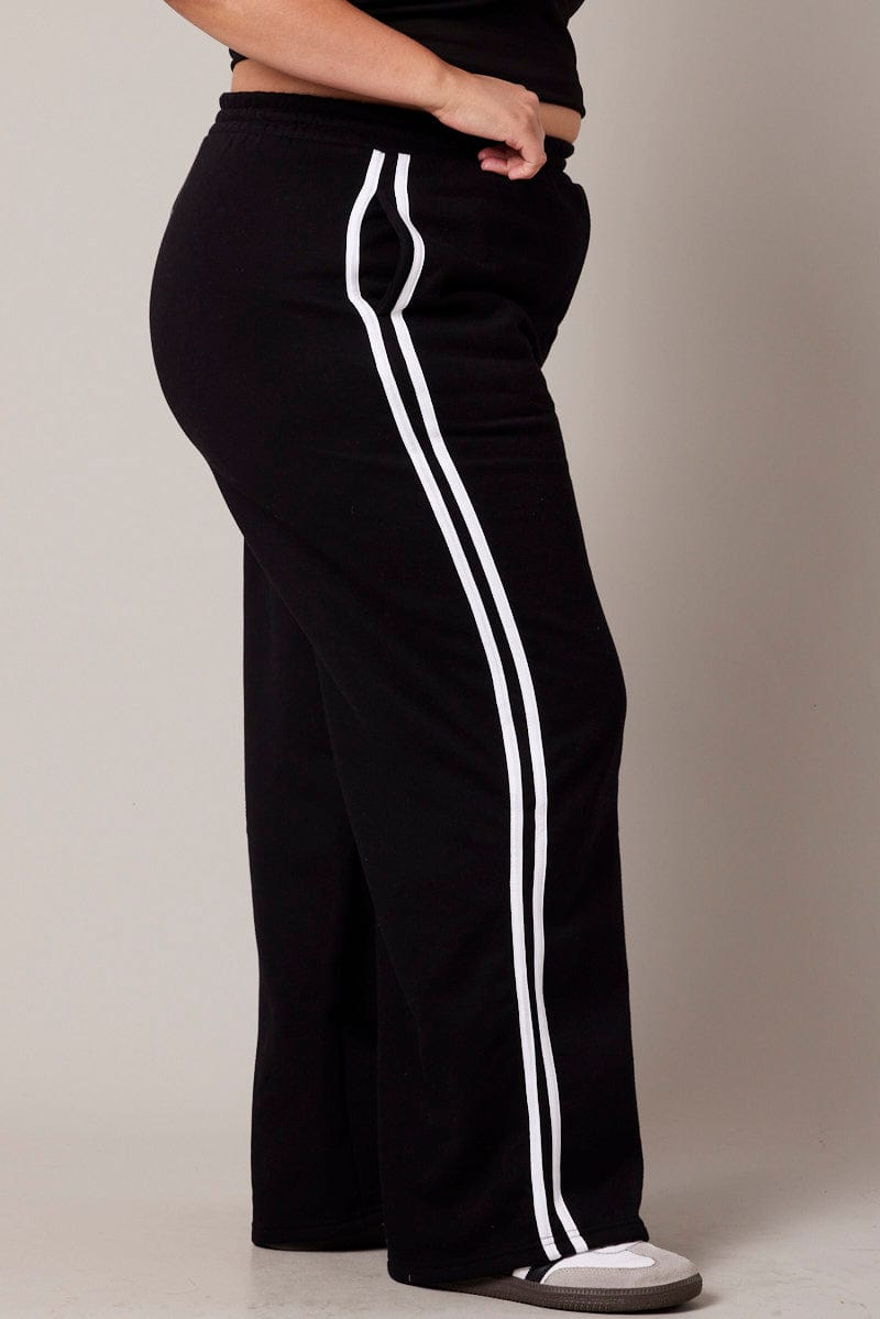 Black Track Pants Wide Leg for YouandAll Fashion