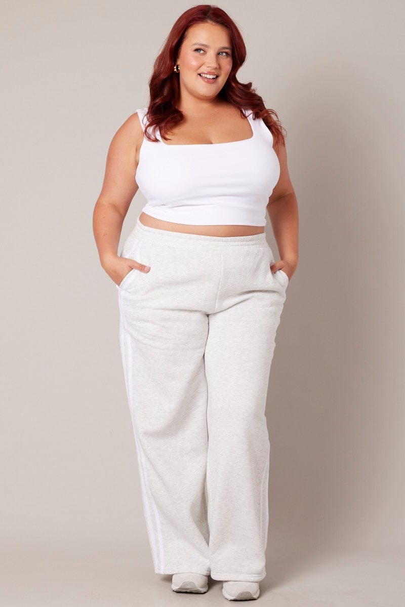 Grey Track Pants Wide Leg for YouandAll Fashion