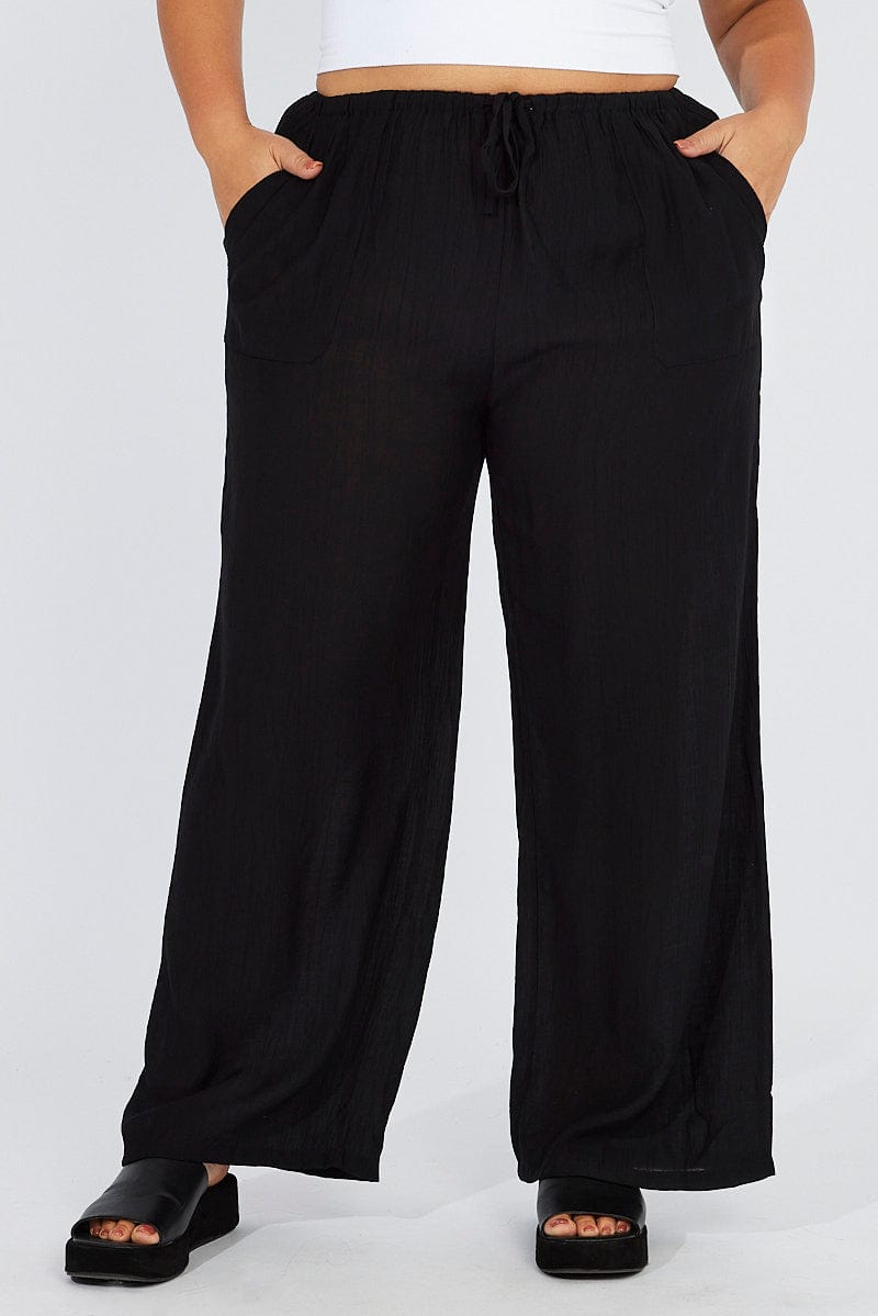 Black Wide Leg Pants High Rise for YouandAll Fashion