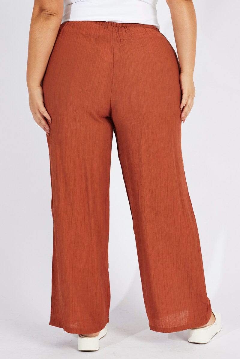 Brown Wide Leg Pants High Rise for YouandAll Fashion