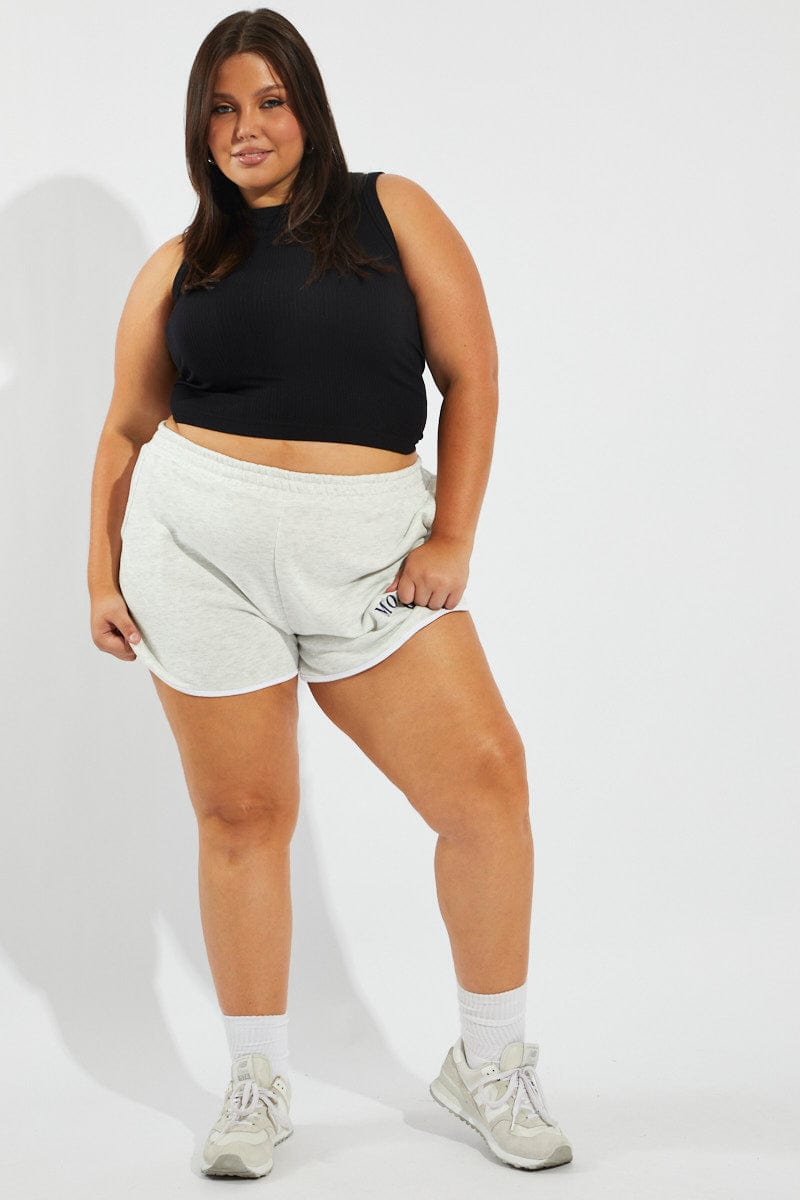 Grey Track Shorts High Rise for YouandAll Fashion