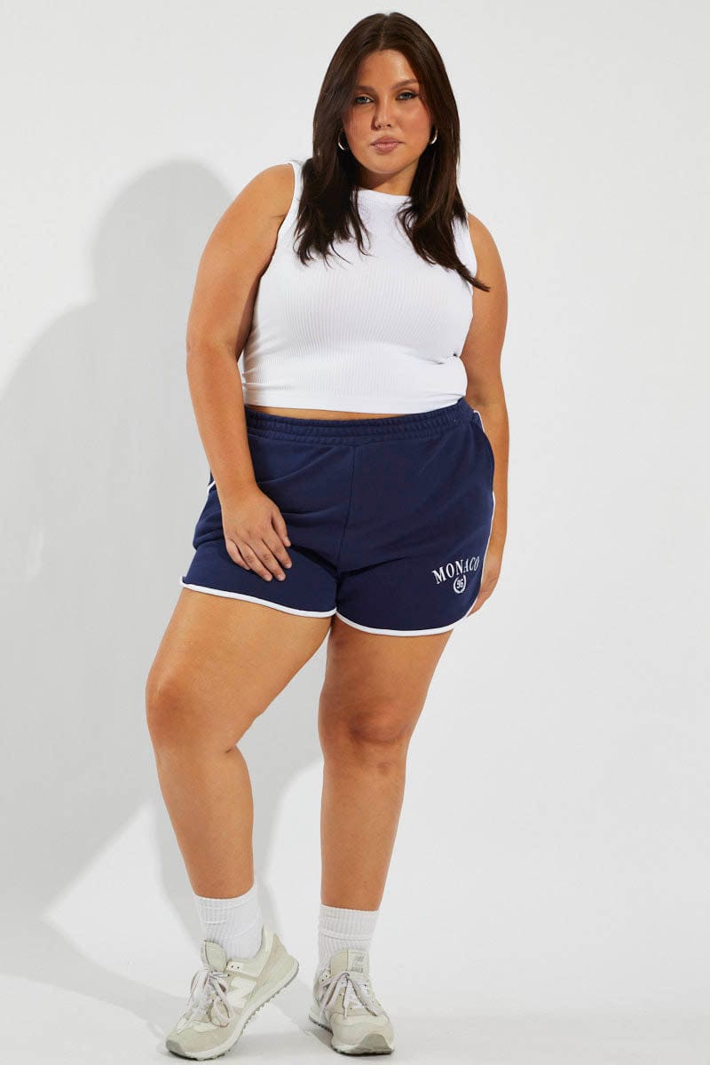 Blue Track Shorts High Rise for YouandAll Fashion