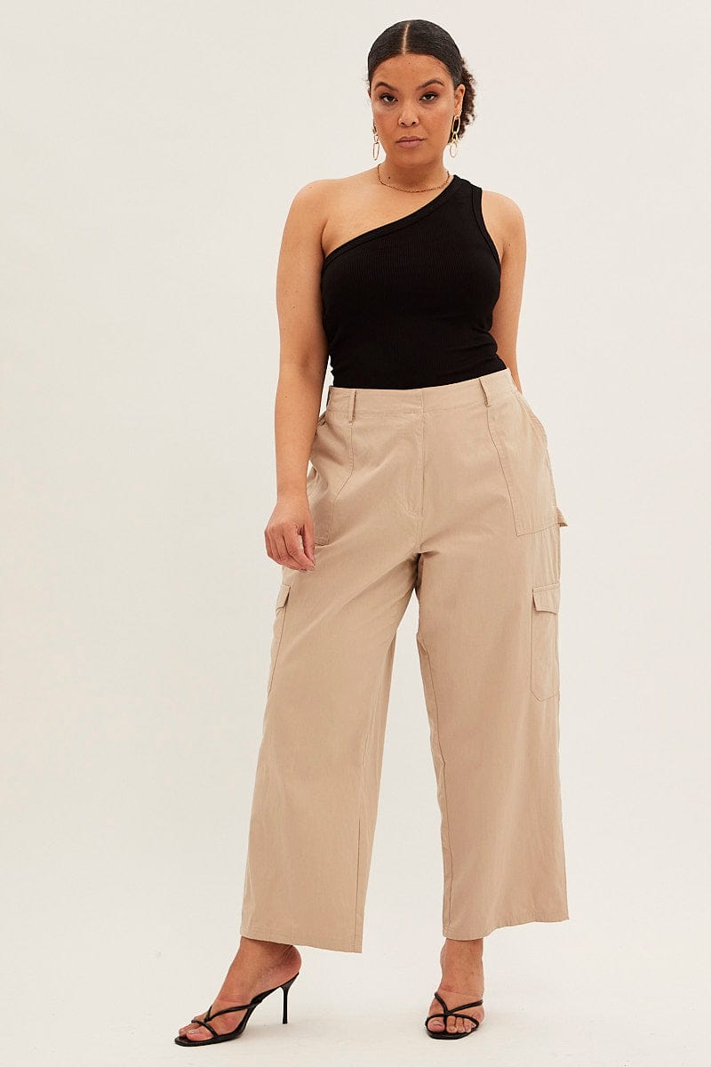 Beige Cargo Pants High Rise for YouandAll Fashion